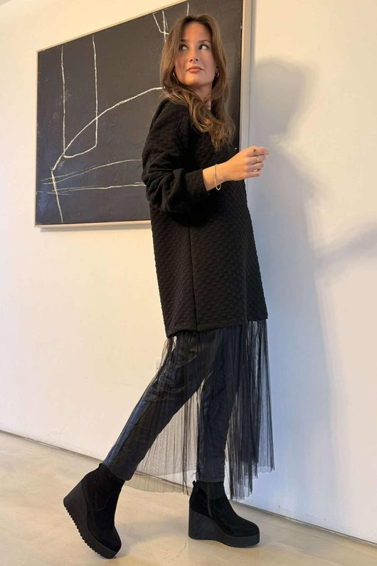 Oscar Vivi Tulle Jumper Dress Black -